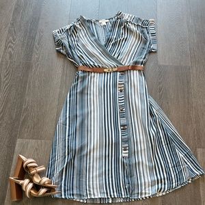 Blue & white striped summer dress